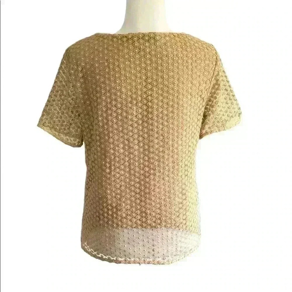 Diane von Furstenberg Brylee Gold Metallic Lace Top Size S - Picture 5 of 9